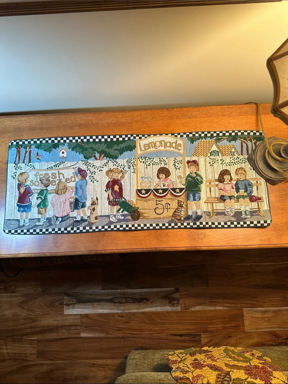 Tapestry Table Runner Vintage Children Lemonade Stand Home Table Decor 33” x 12”